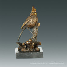 Tier Bronze Skulptur Brid Birdle Zweig Dekoration Messing Statue Tpal-261